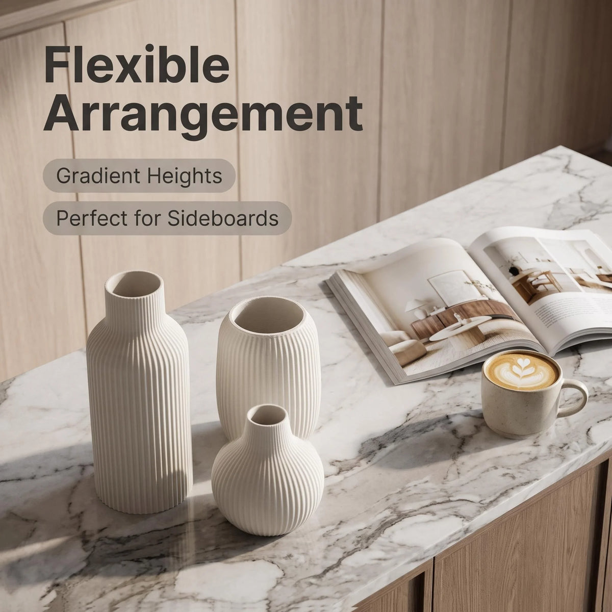 Striped Matte Vase Trio