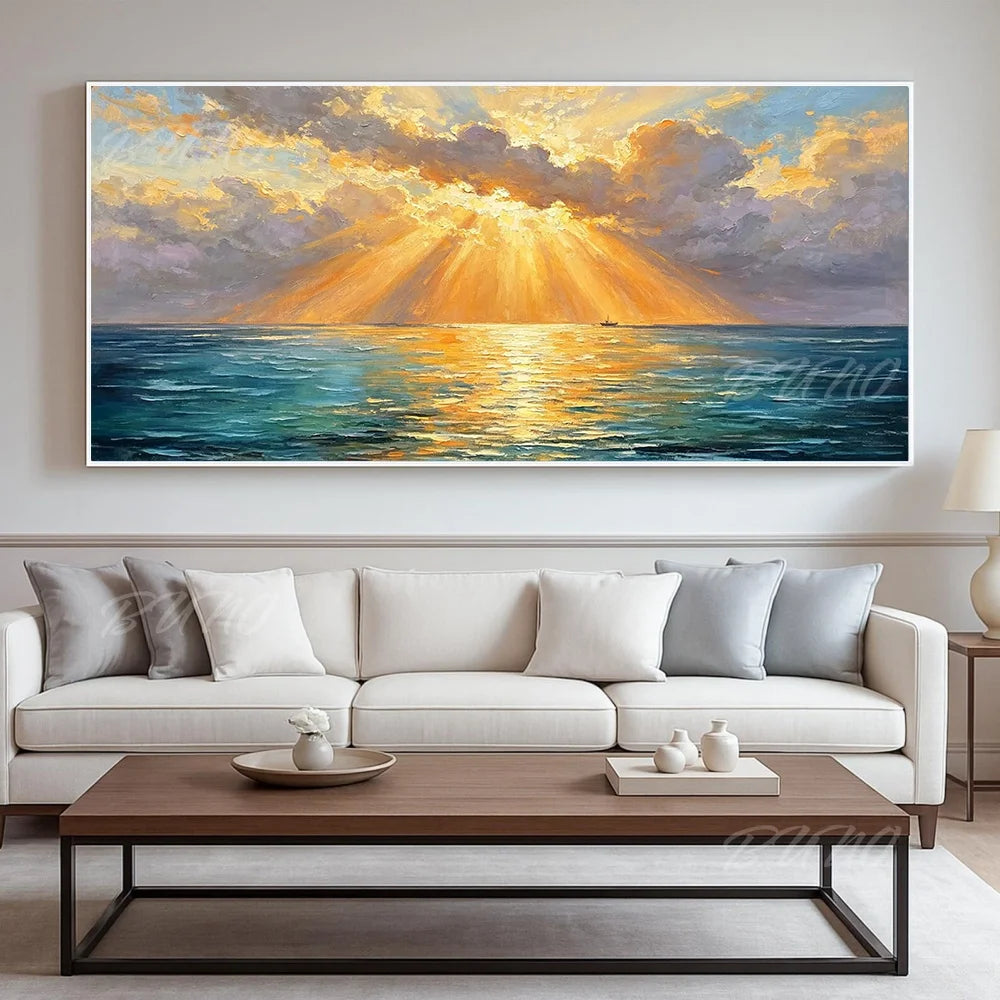 Textured Sunset Seascape Art