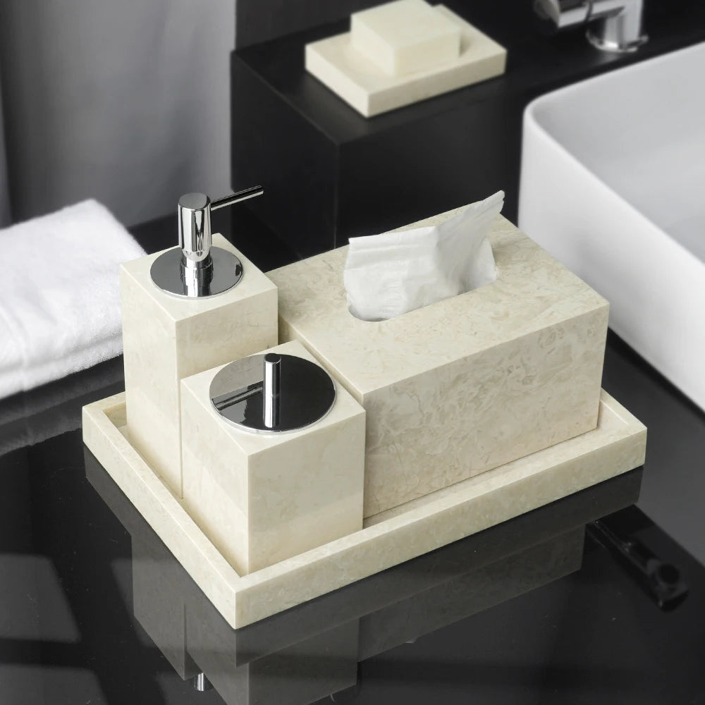 Emperador Light Marble Bath Set