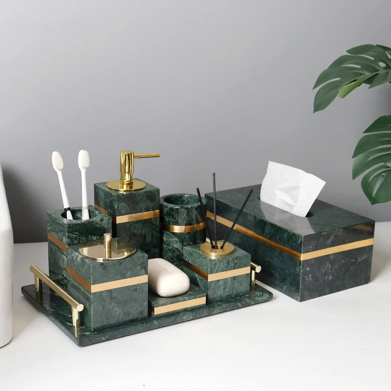 Indian Green Natural Marble Bathroom Set