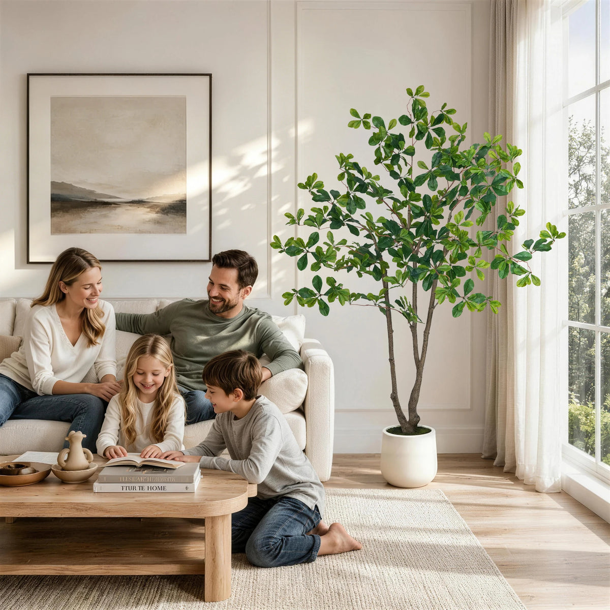 Black Olive Tree in White Pot