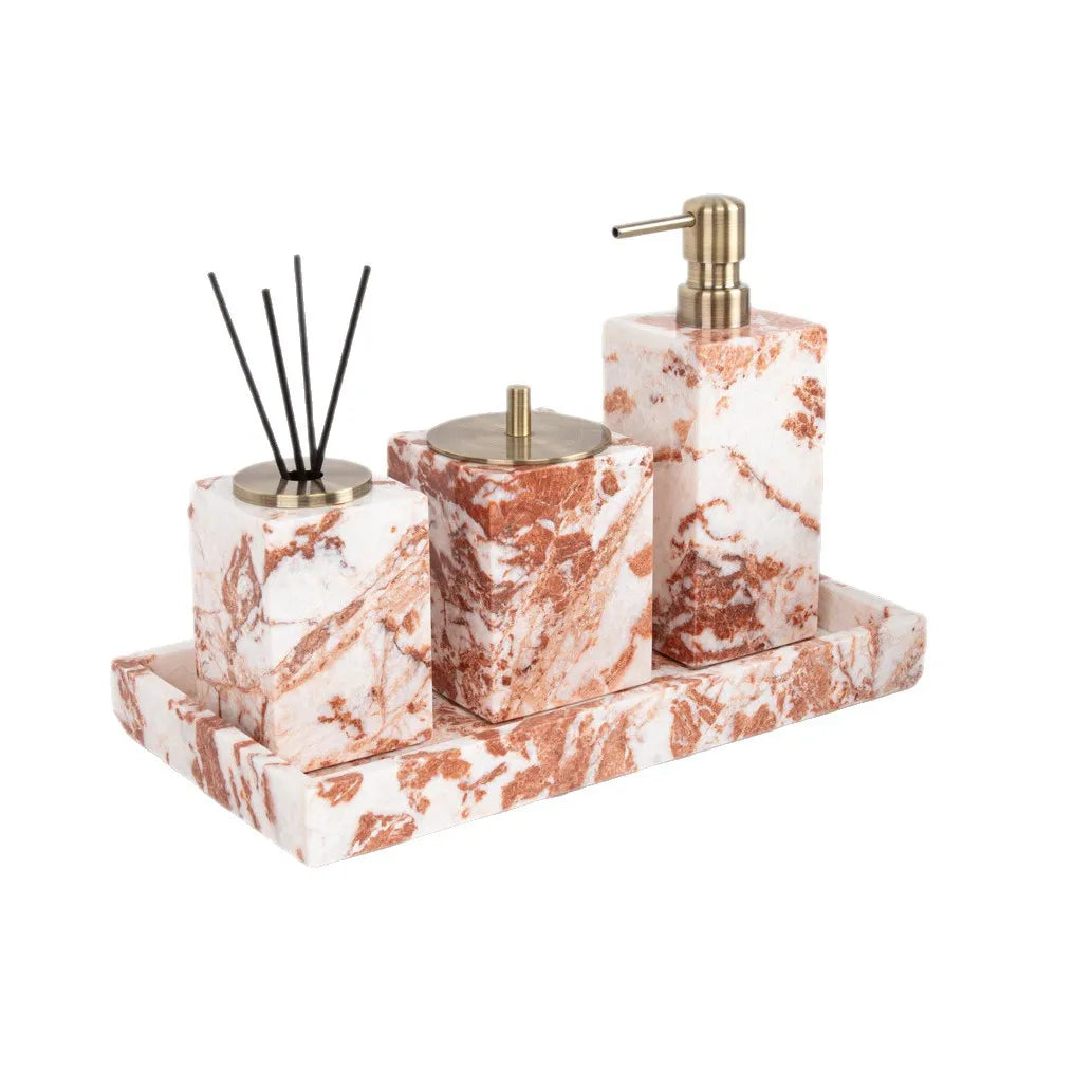 Coral Red Marble Bath Set