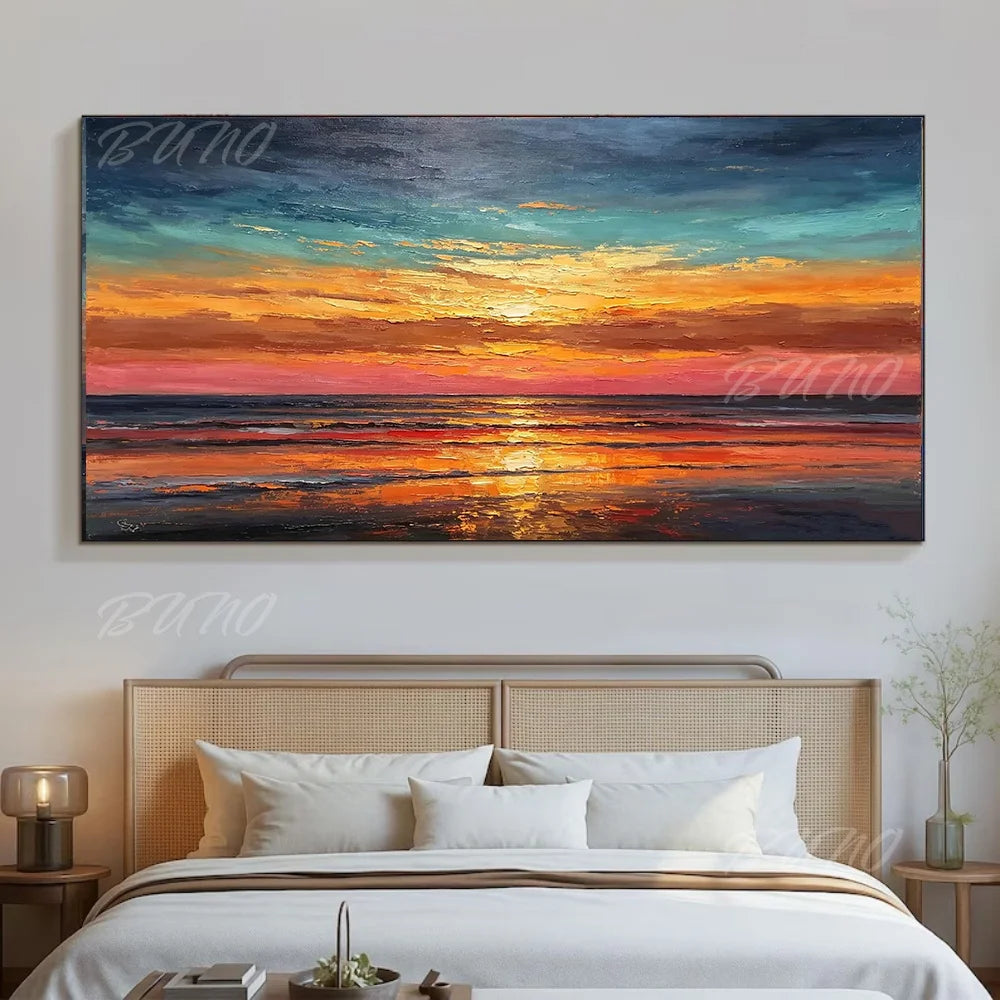 Golden Sunset Ocean Painting