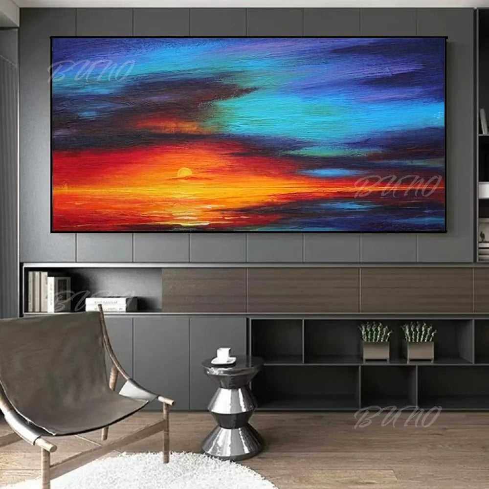 Sea Sunset Impasto Painting