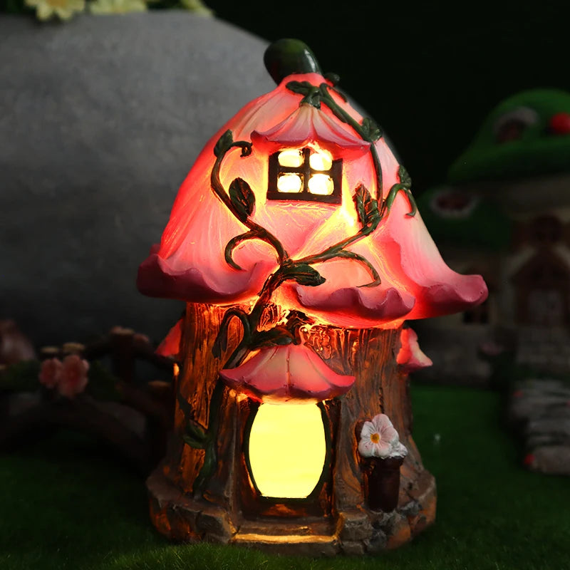 Mushroom House & Flower Ornaments