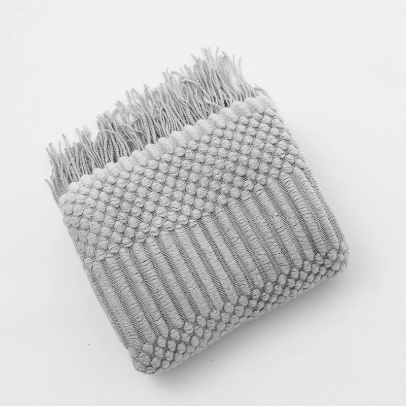 Cream Knitted Throw Blanket