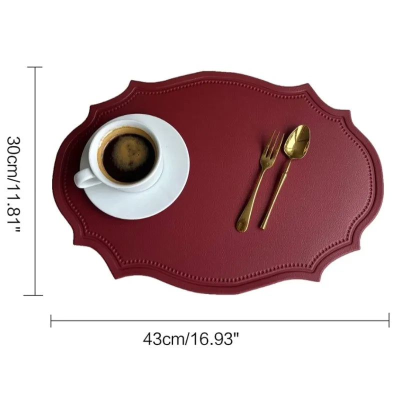 Red Oval Leather Placemats