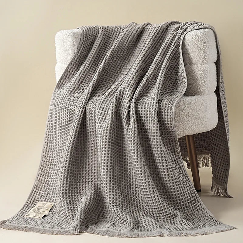 Green Waffle Bath Towel