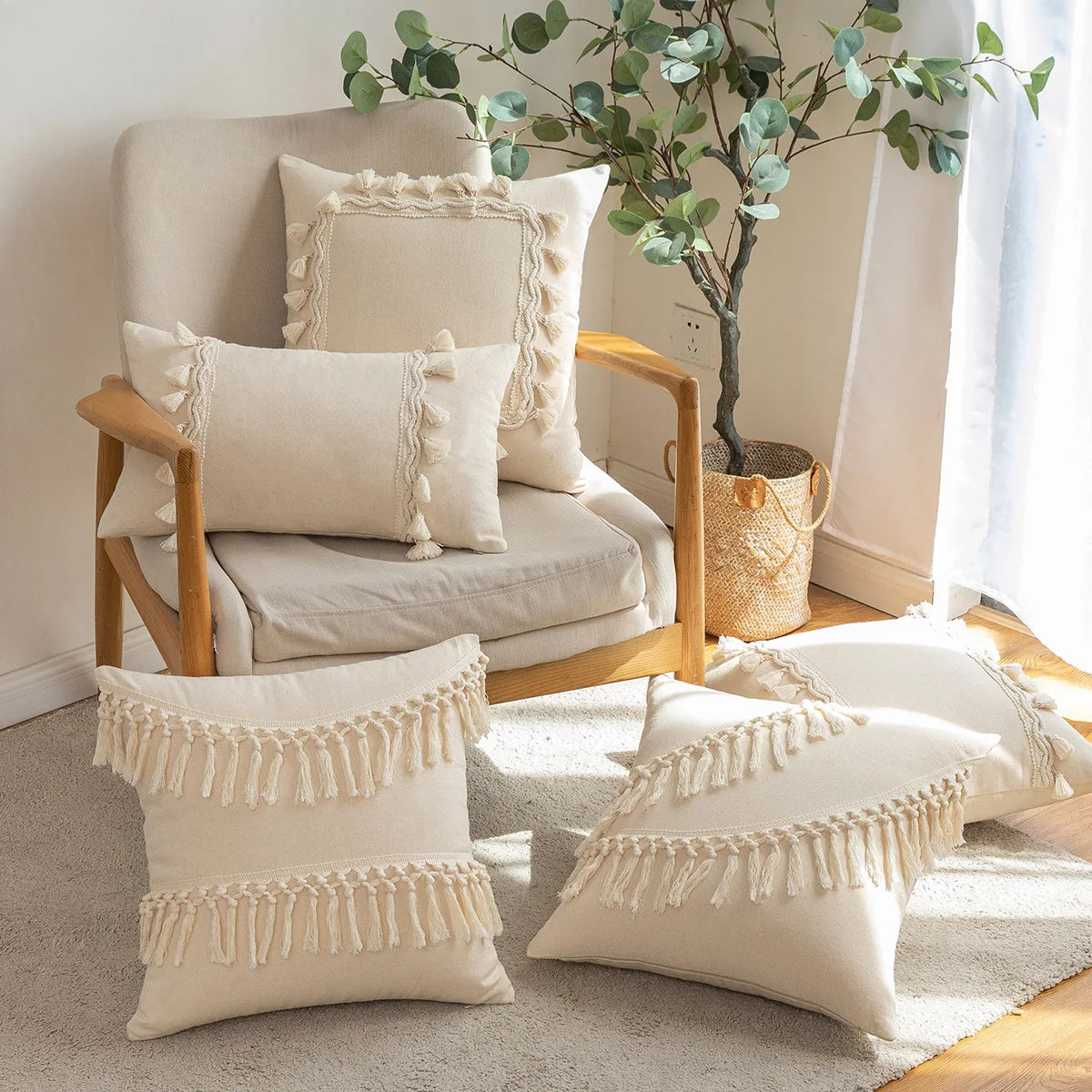 Tufted Tassel Cushion Cover