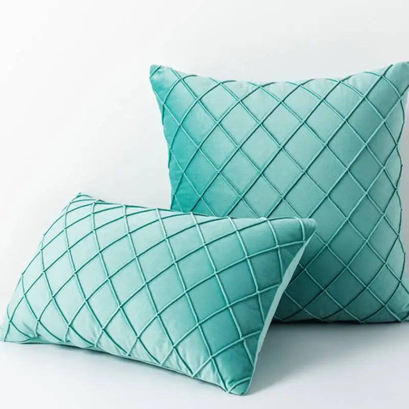 Velvet Plaid Cushion Cover