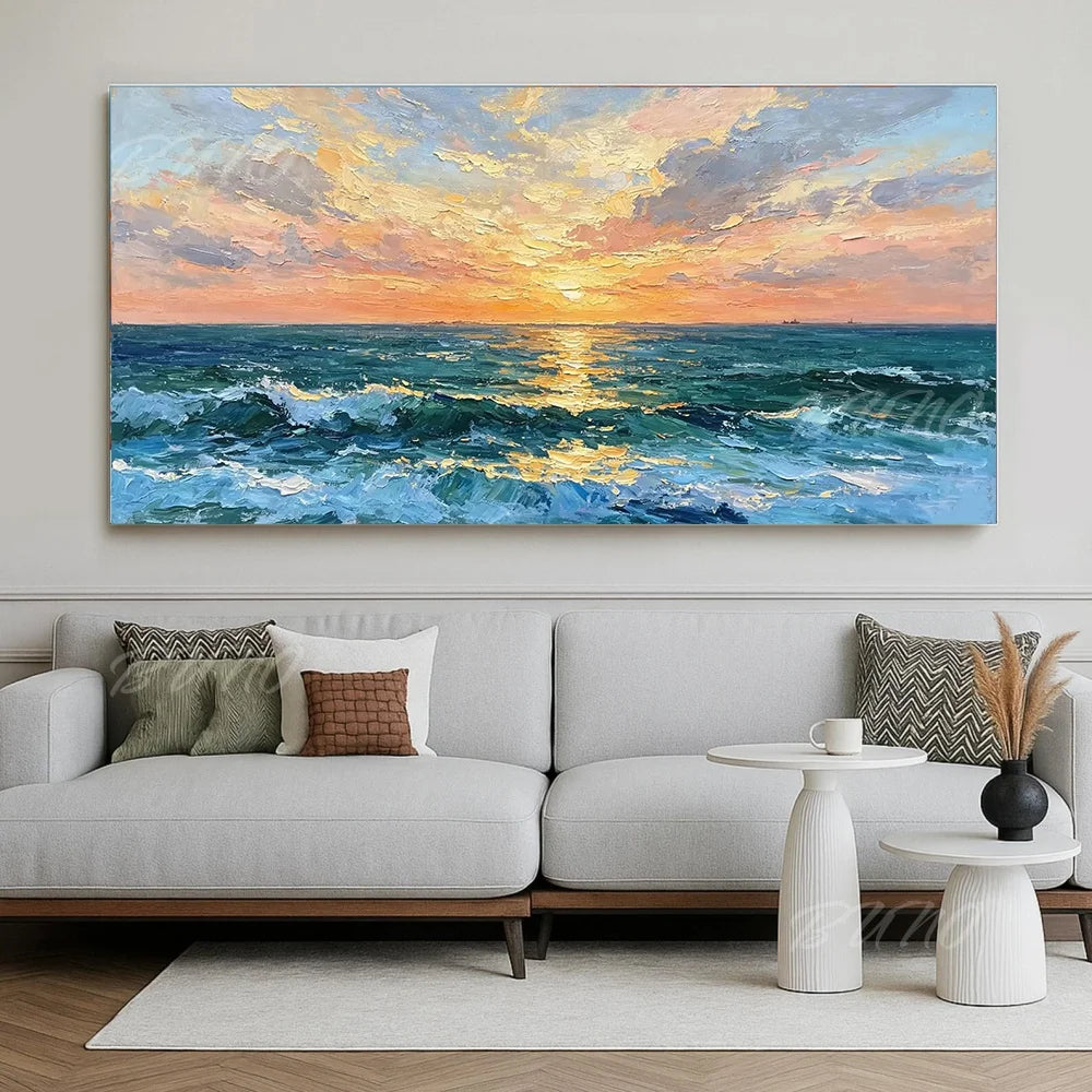 Textured Sunset Seascape Art