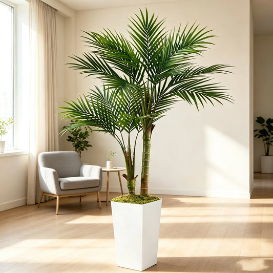Areca Palm in White Planter