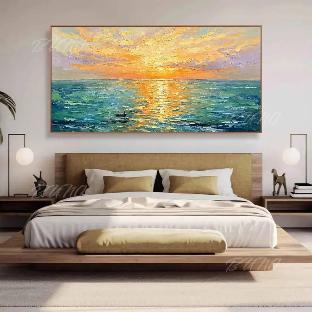 Textured Sunset Seascape Art