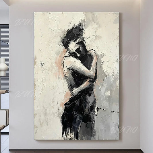 Black White Lovers Painting