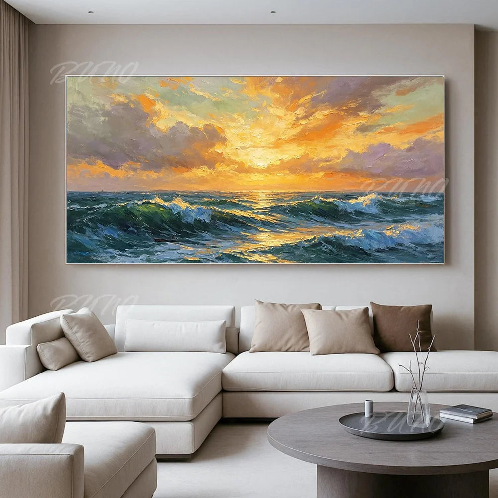 Textured Sunset Seascape Art