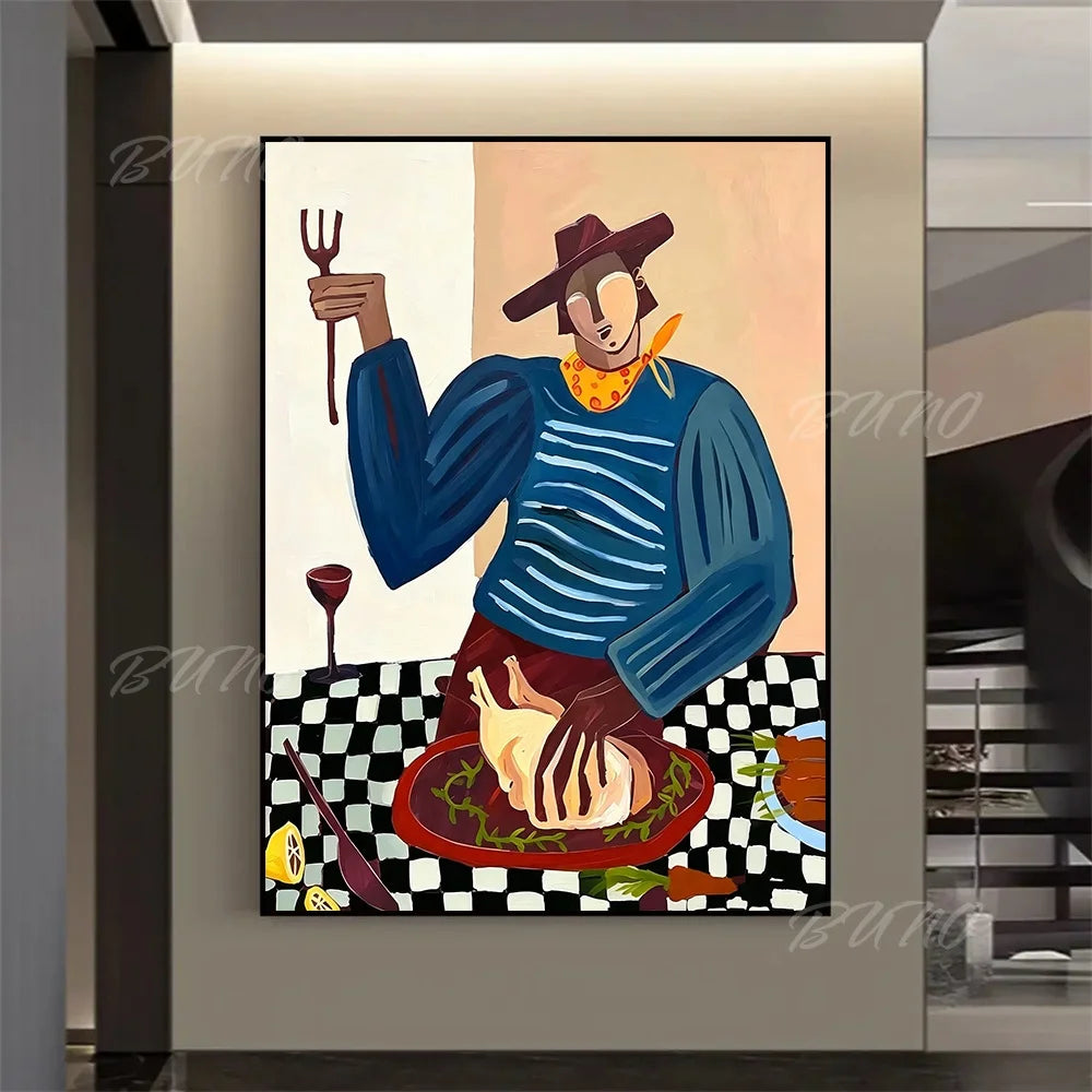 Cubist Figure Scene Painting