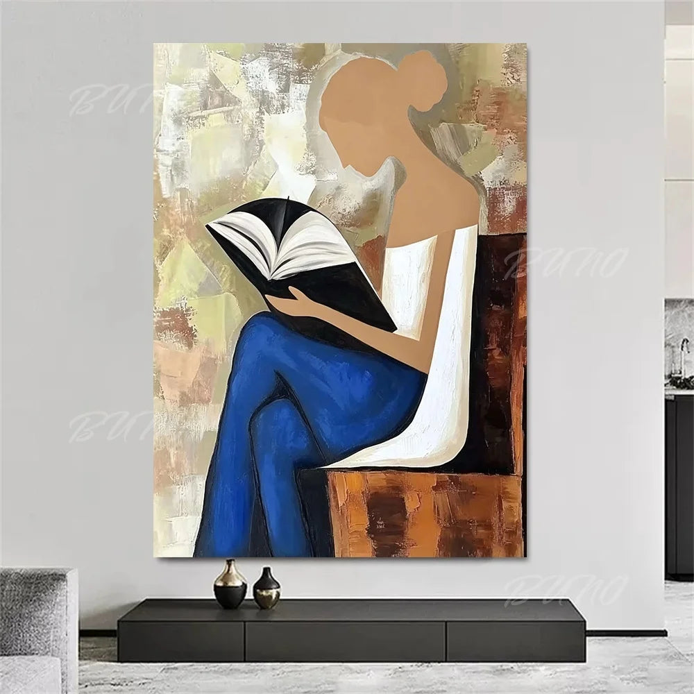 Bohemian Reading Lady Painting