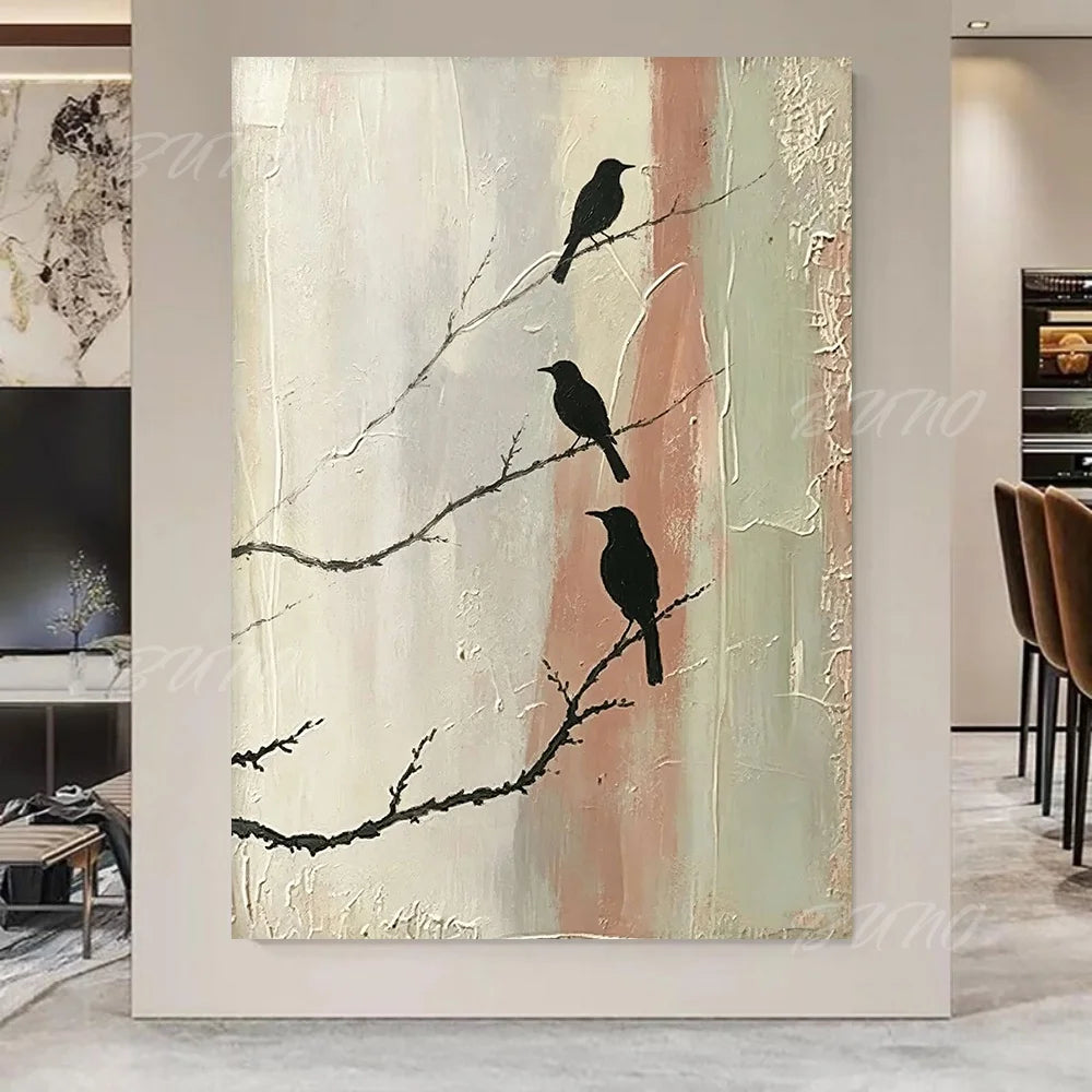 Wabi Sabi Birds Tree Art
