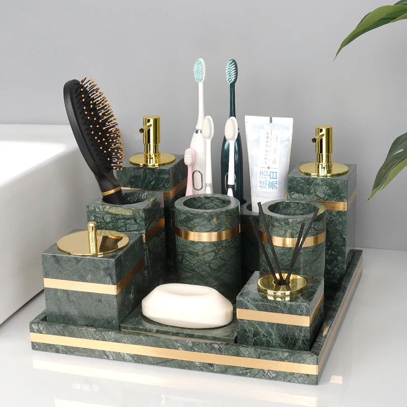 Indian Green Natural Marble Bathroom Set