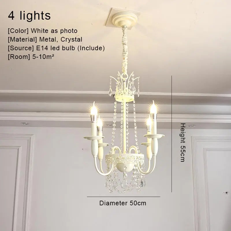 Modern 6-Light Crystal Chandelier White