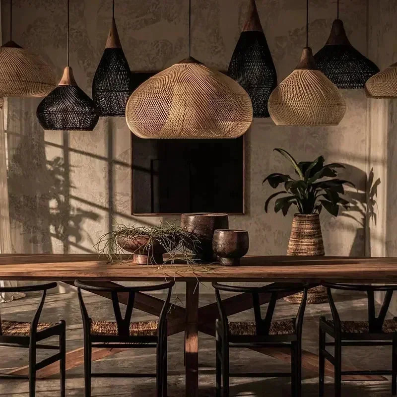 Southeast Asian Rattan Lamps Handmade Pendant