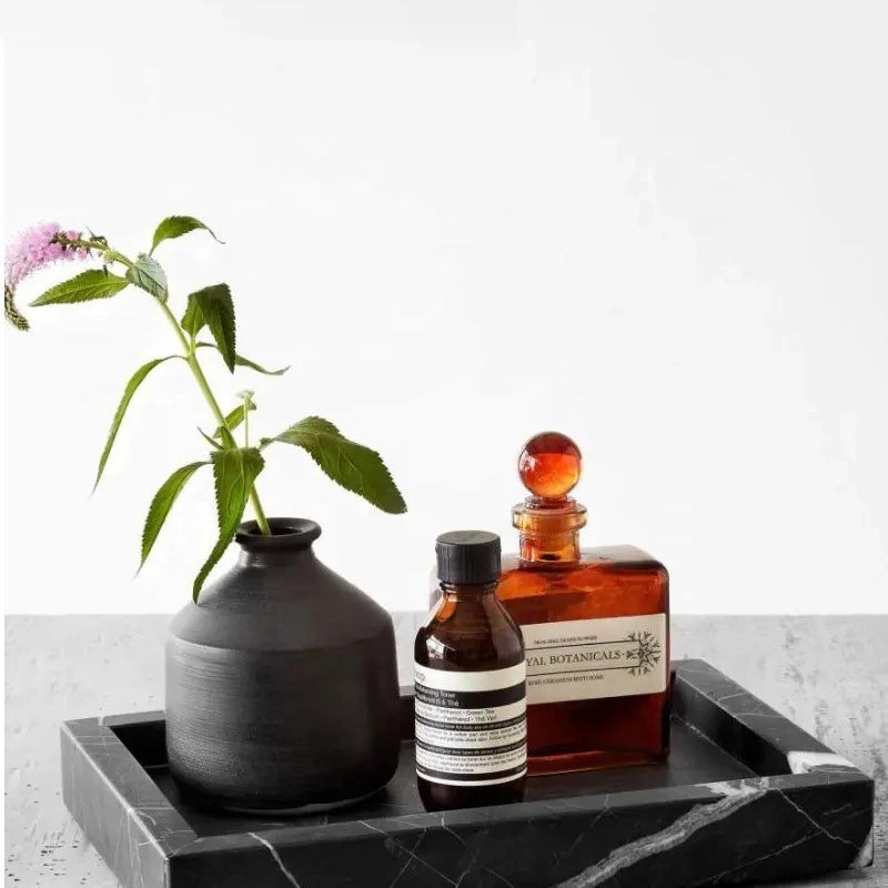 Black Nero Marquina Marble Tray