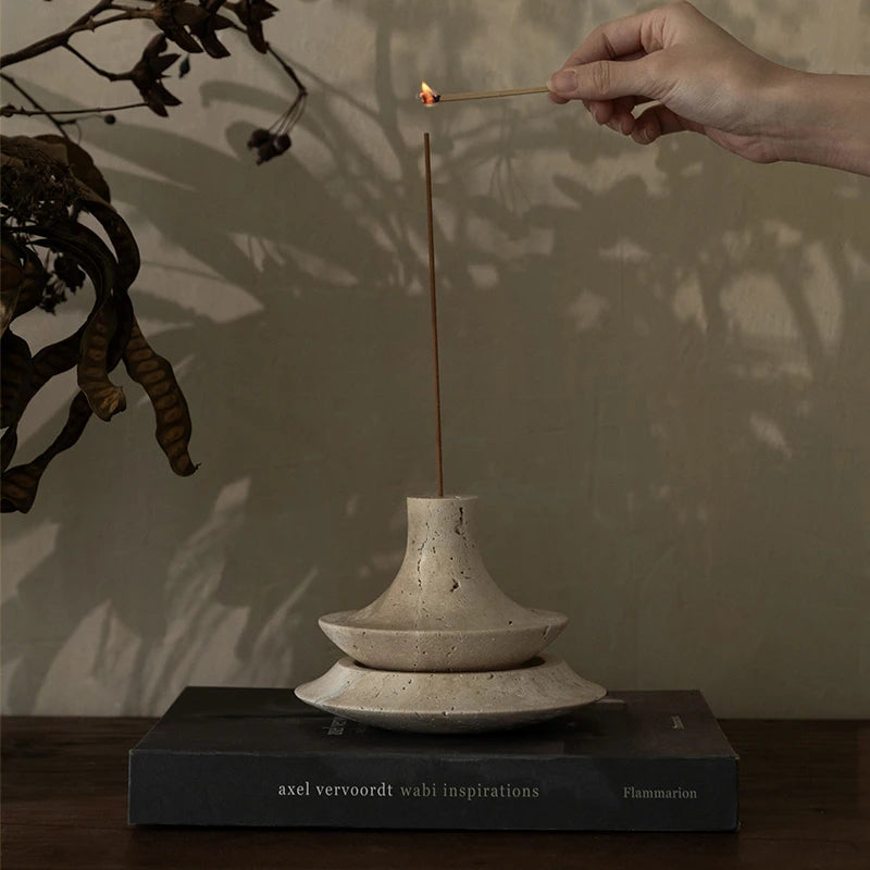 Vintage Travertine Stick Incense Holder
