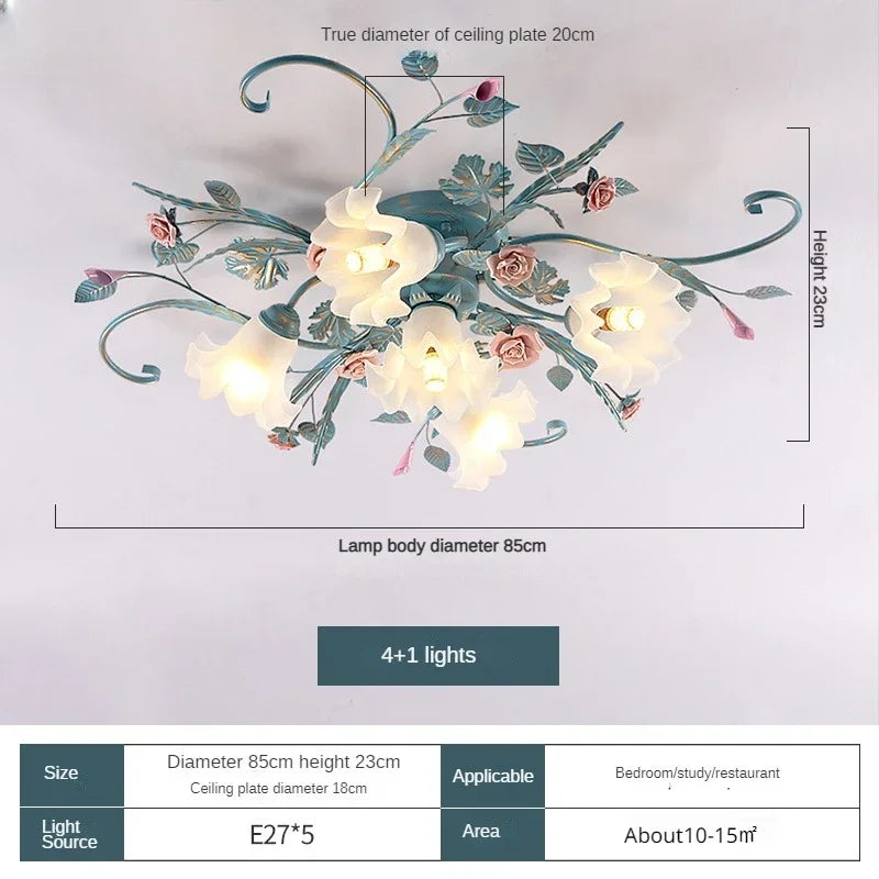 Glass Rose Ceiling Lamp