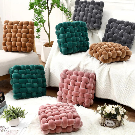 Green Knotted Plush Cushion