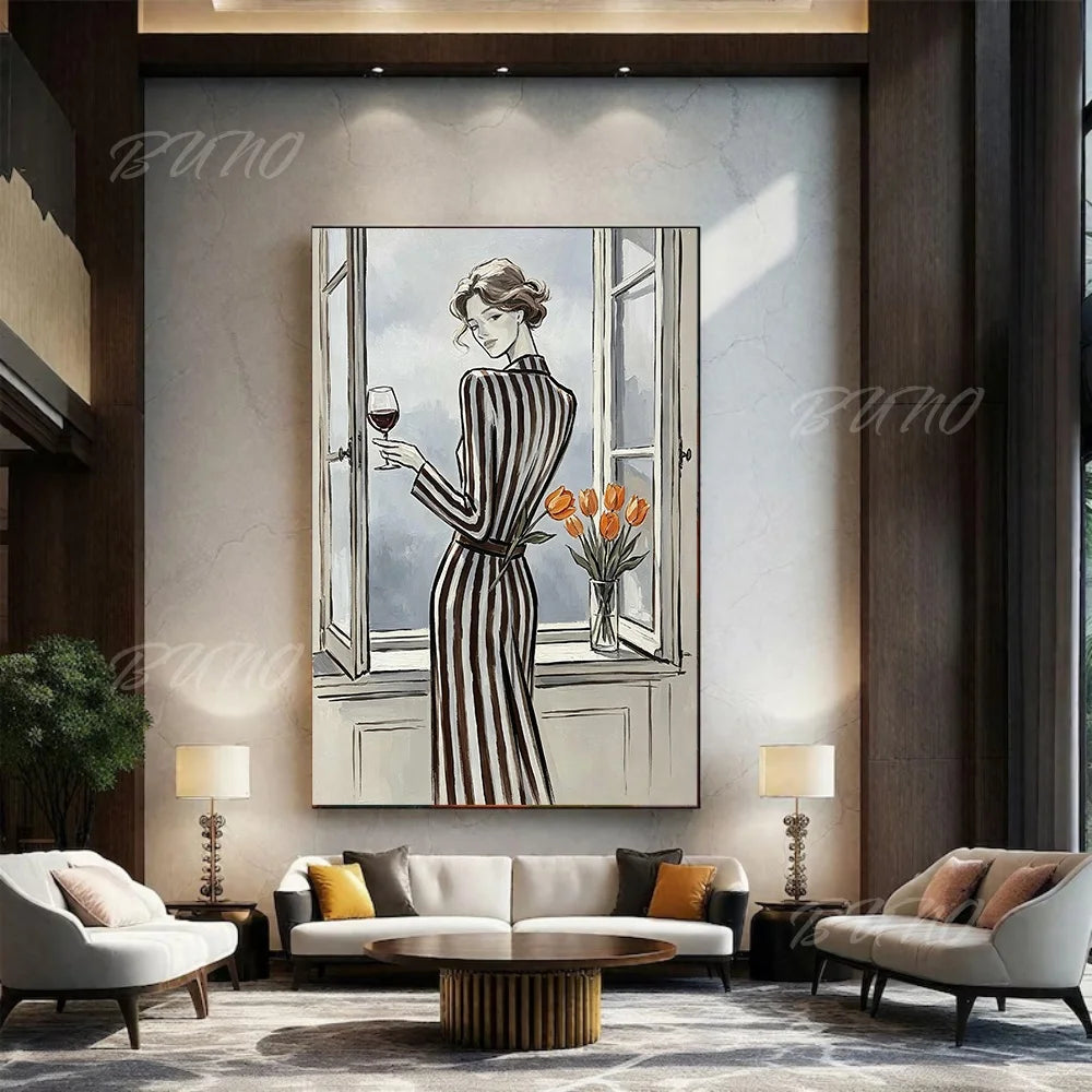 Wine Lady Tulip Painting