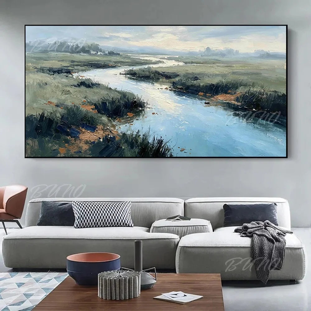 Green Wetland River Art