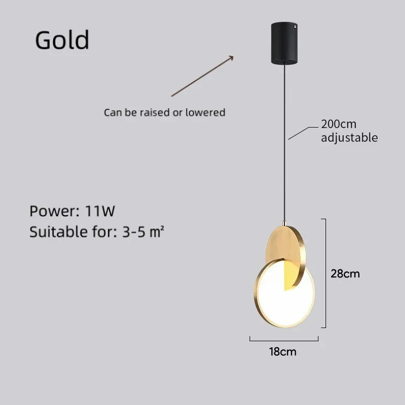 Minimalist Gold Silver Geometric LED Pendant