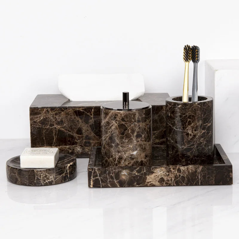 Marble Bath Accessories Set