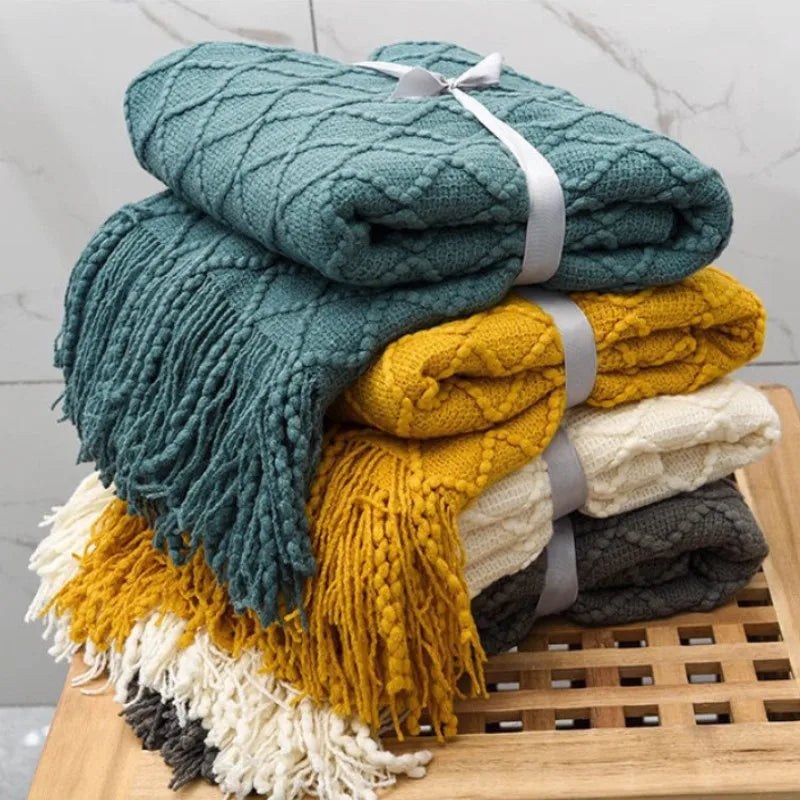 Army Green Knitted Throw