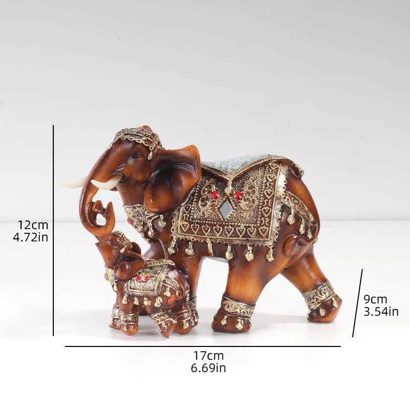 Wood Grain Mother and Child Elephant Statue