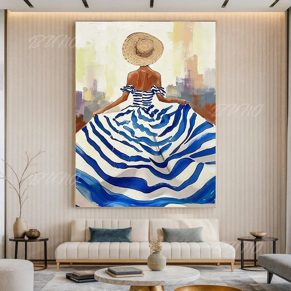 French Straw Hat Lady Painting