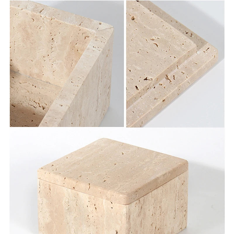 Decorative Travertine Storage Box