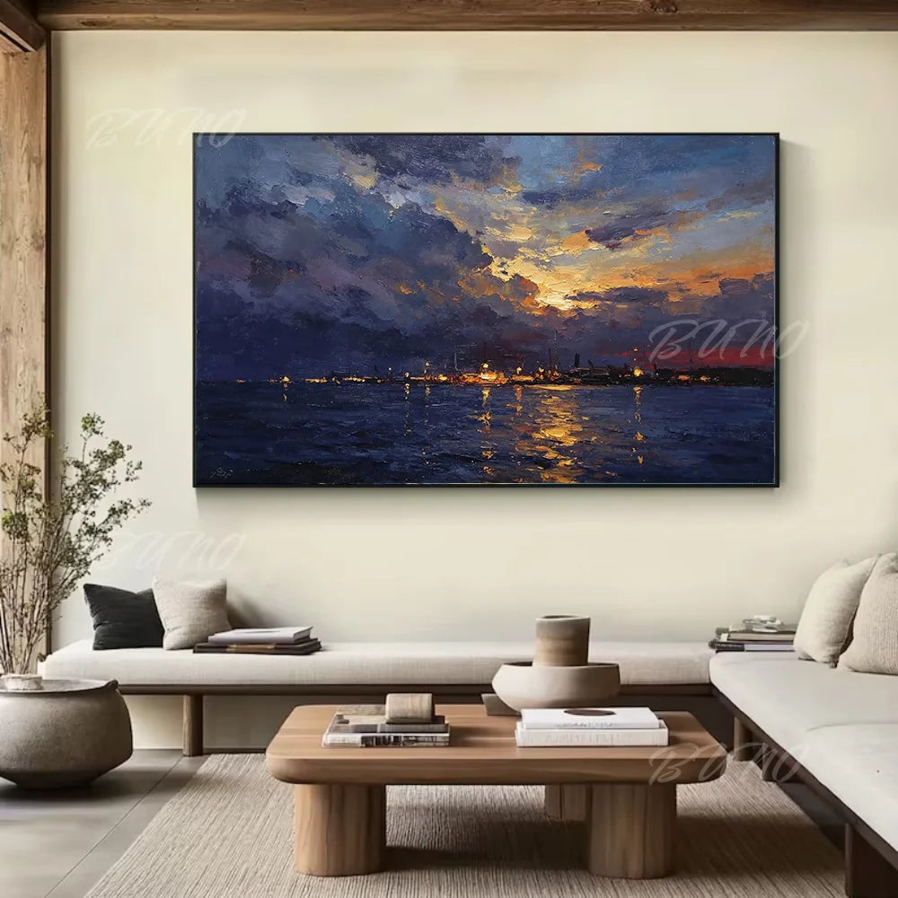 Gold Textured Seascape Art