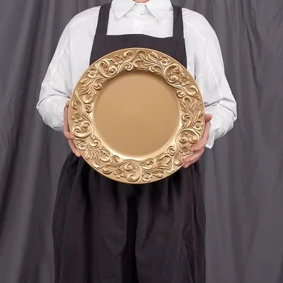 Dinner Gold Plastic Beaded Charger