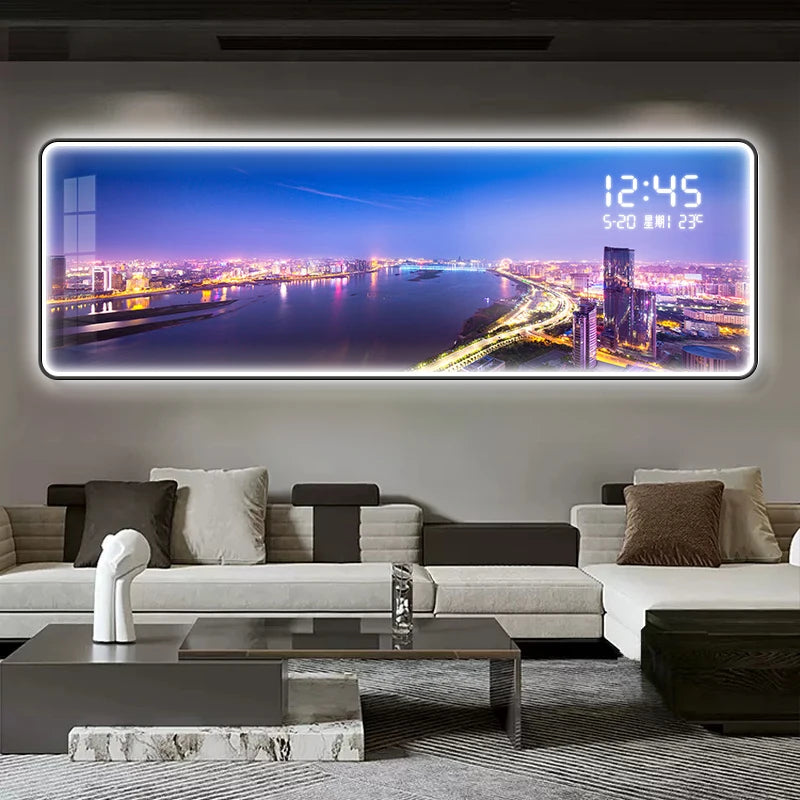 Night Skyline Clock Art
