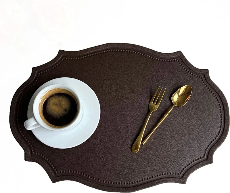 Red Oval Leather Placemats