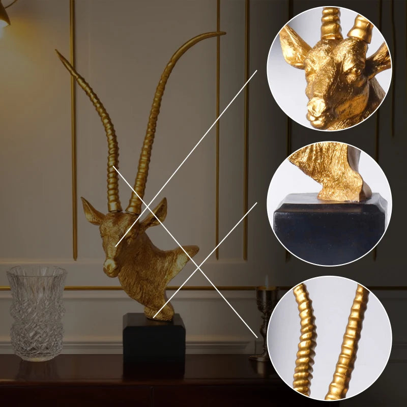 Golden Antelope Head Statue