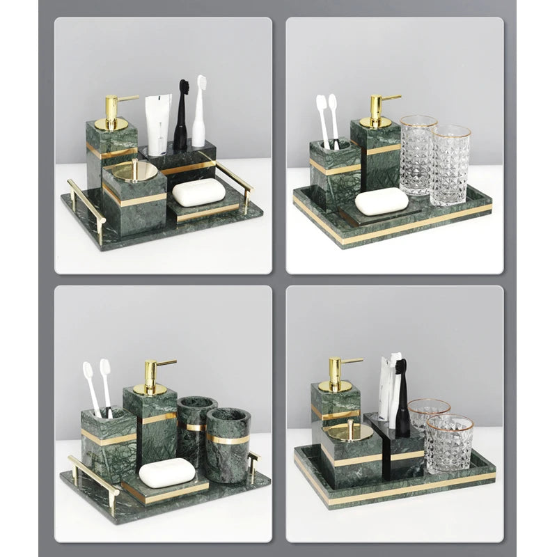 Indian Green Natural Marble Bathroom Set