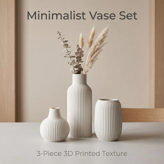 Striped Matte Vase Trio
