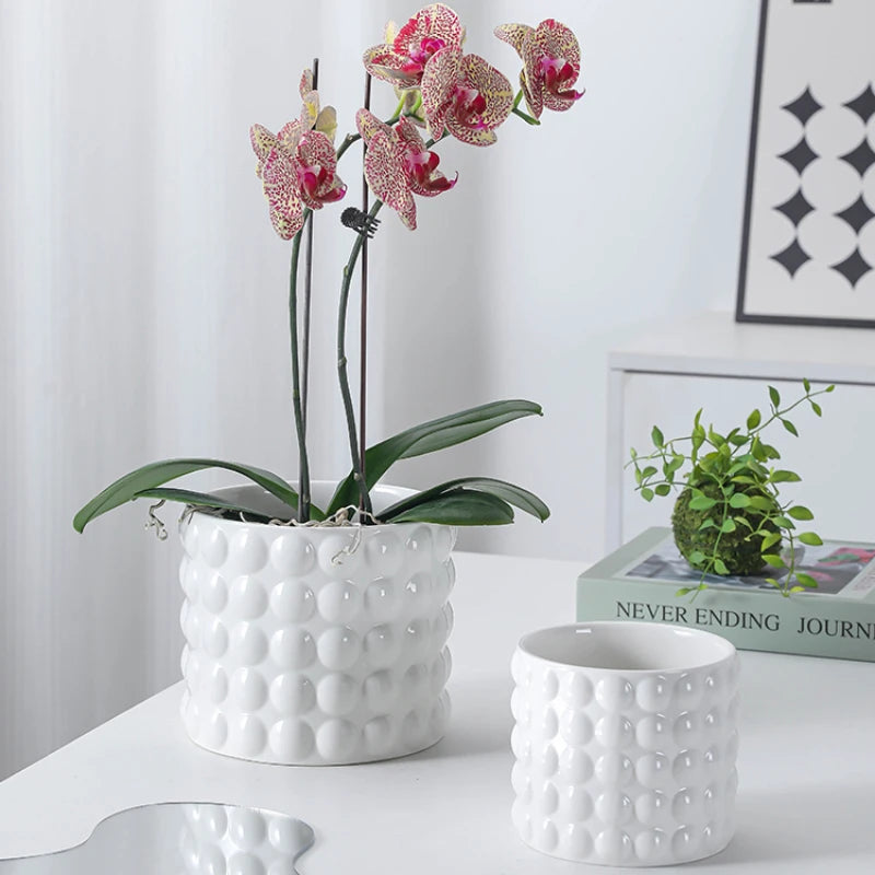White Ceramic Flowerpot