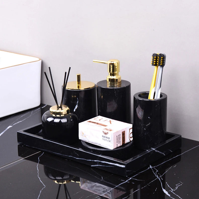 Nero Marquina Marble Bath Set