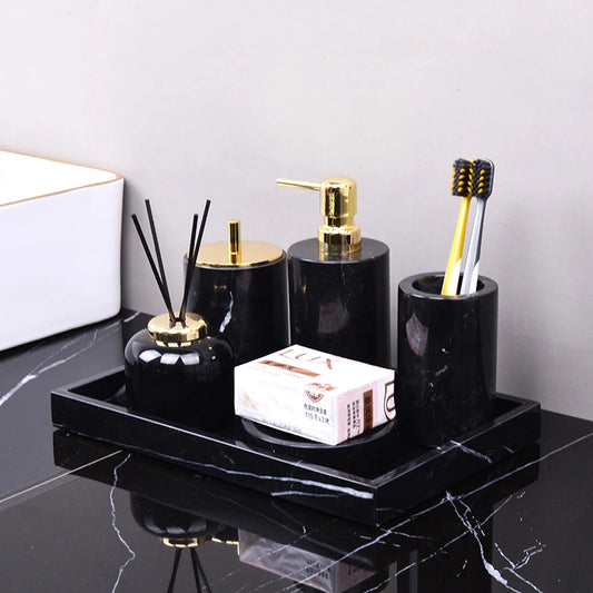 Nero Marquina Marble Bath Set