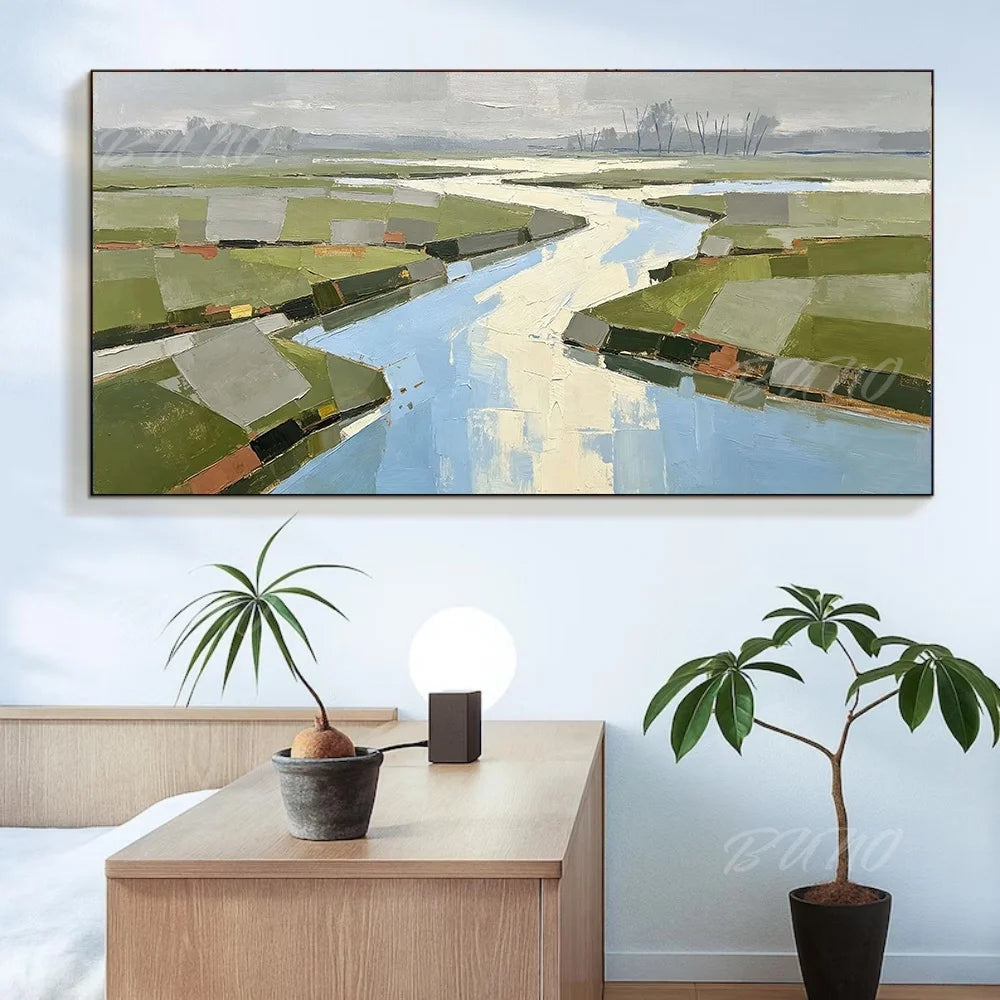Green Wetland River Art