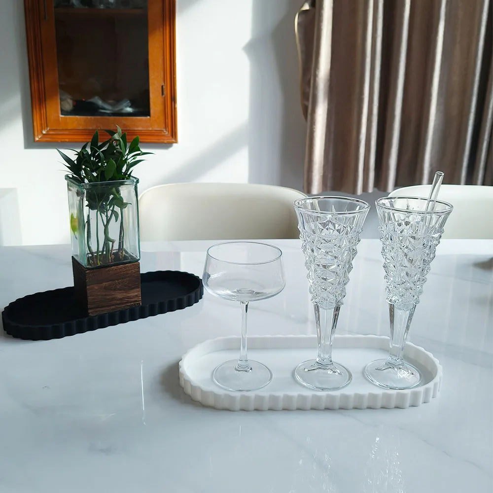 Oval Lace Marble Tray