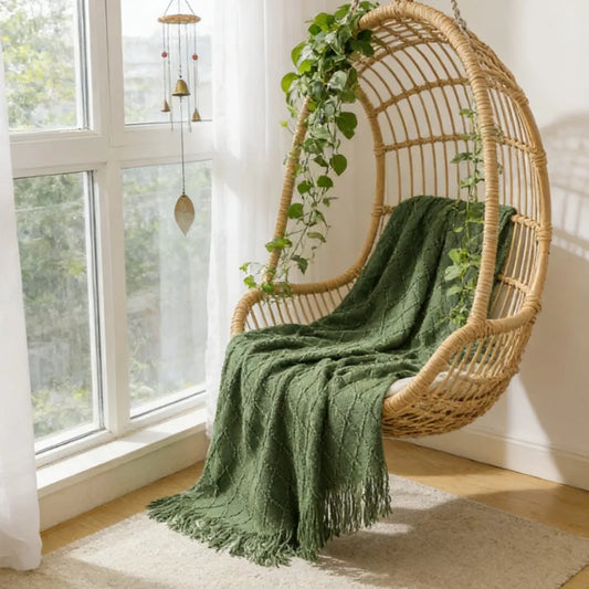 Army Green Knitted Throw